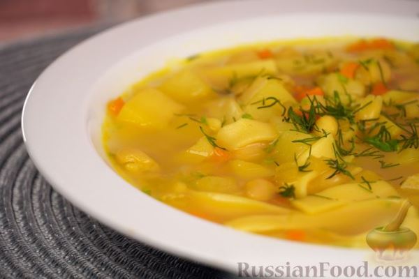 Суп с фасолью, сельдереем и лапшой